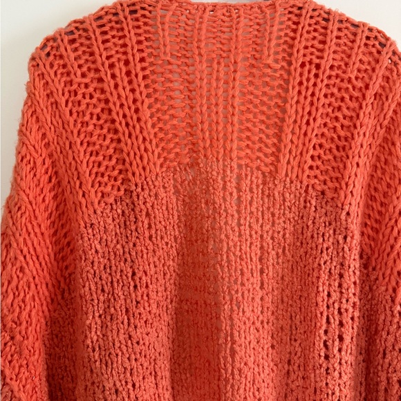 Free People Vibrant Coral Orange Knit Cardigan - Picture 6 of 7